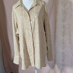 Calvin Klein Cream-Beige Printed Button-Down Shirt